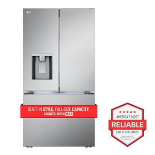 LG 26 cu. ft. 3 Door French Door Refrigerator with Ice and Water with 4 types of Ice in Stainless Counter Depth Max LRYXC2606S