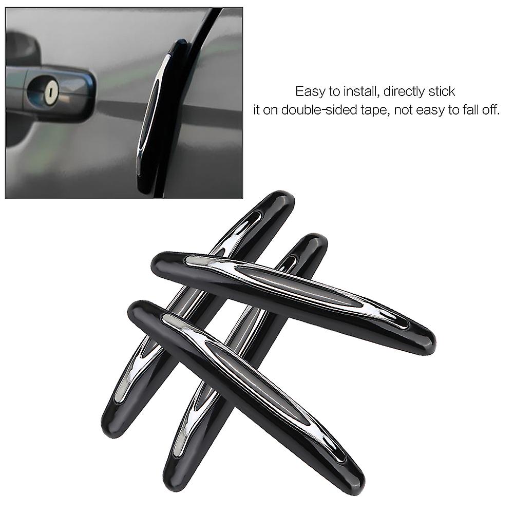 4pcs Car Door Edge Guards Trim Cover Strip Corner Bumper Anti Collision Scratch Protector Black