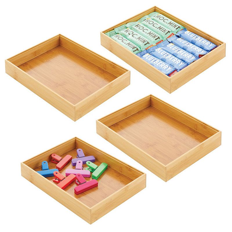 mDesign Stackable Kitchen Drawer Organizer Bin Box Tray - 4 Pack