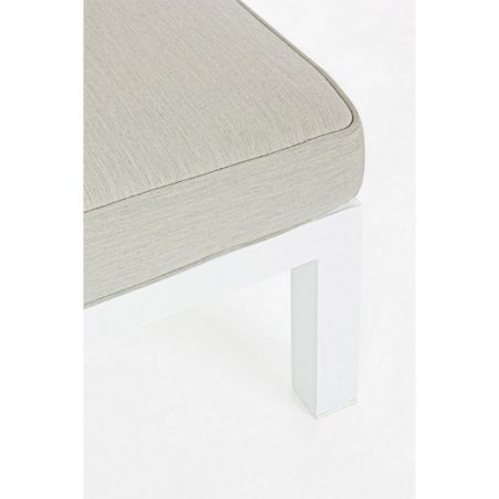 Canapé d'angle et table basse outdoor - blanc et teck