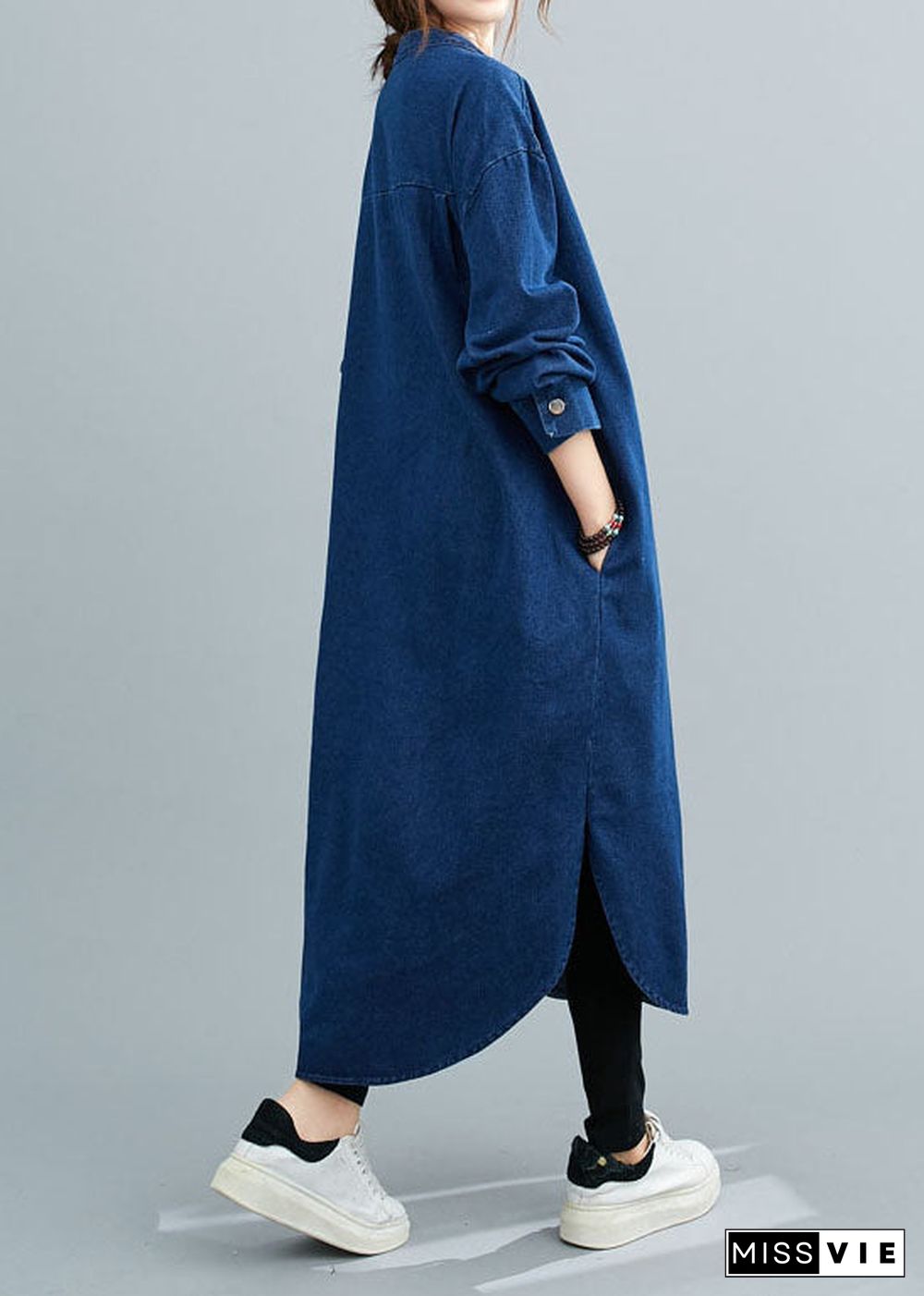 Natural Blue shirts denim Maxi Dress Spring