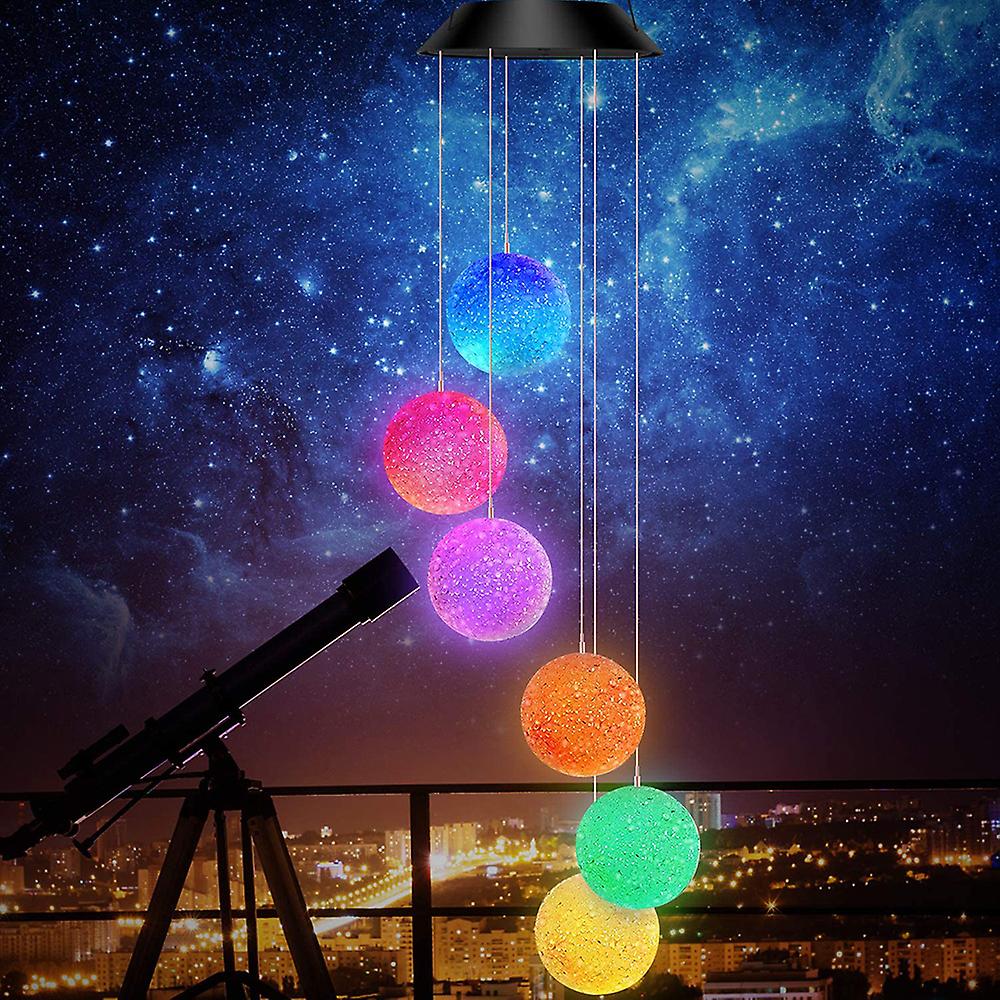 Led Solar Wind Chime Light Particle Ball Portable Color Changing Spiral Outdoor Christmas Decorative Hanging Windbell Light