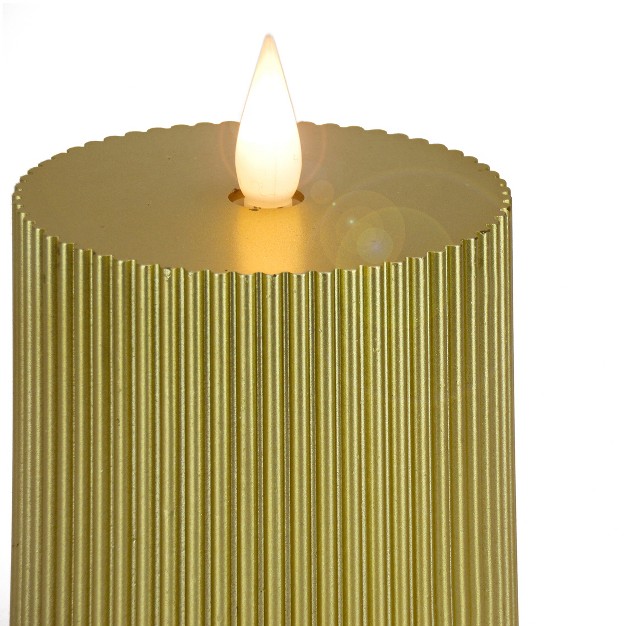 Hgtv Home Collection Georgetown Real Motion Flameless Candle With Remote Gold With Warm White Led Lights Battery Powered 9 In