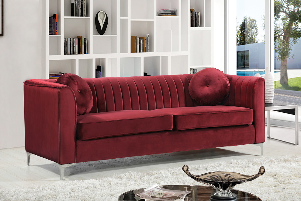 Isabelle Velvet Upholstered Set   Midcentury   Sofas   by Meridian Furniture  Houzz