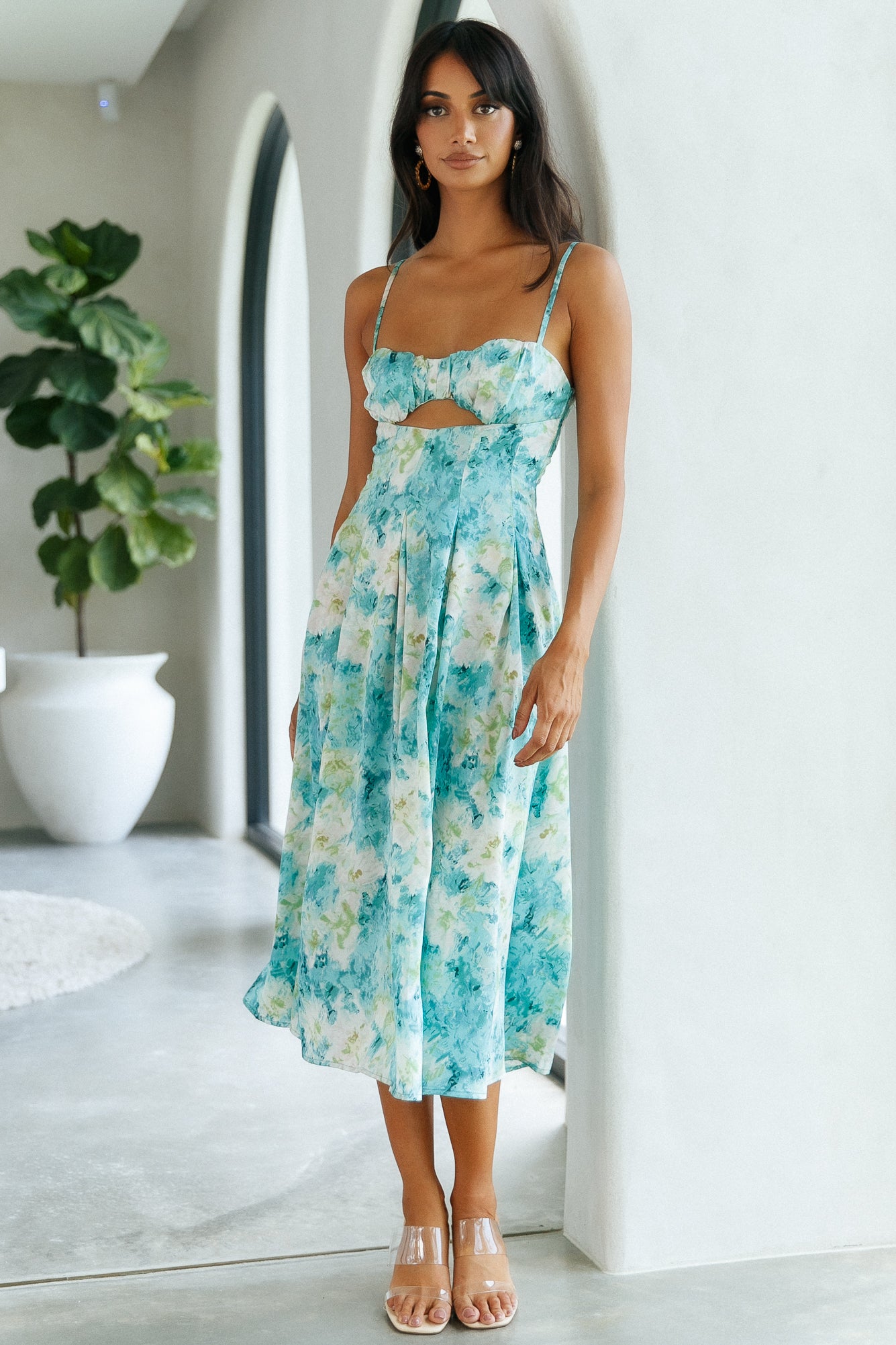 Sunny Skies Midi Dress Aqua