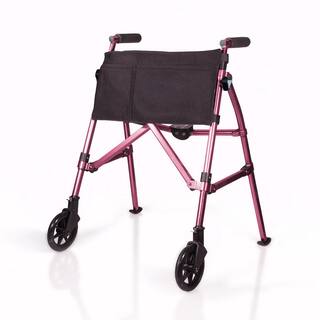 Stander EZ Fold-N-Go Walker Short Lightweight Junior Folding Walker for Seniors and Adults Regal Rose 4320-RR