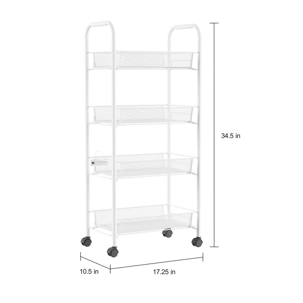 Lavish Home 4-Tier Metal Wheeled Narrow Storage Shelf Organizer Cart HW0500035