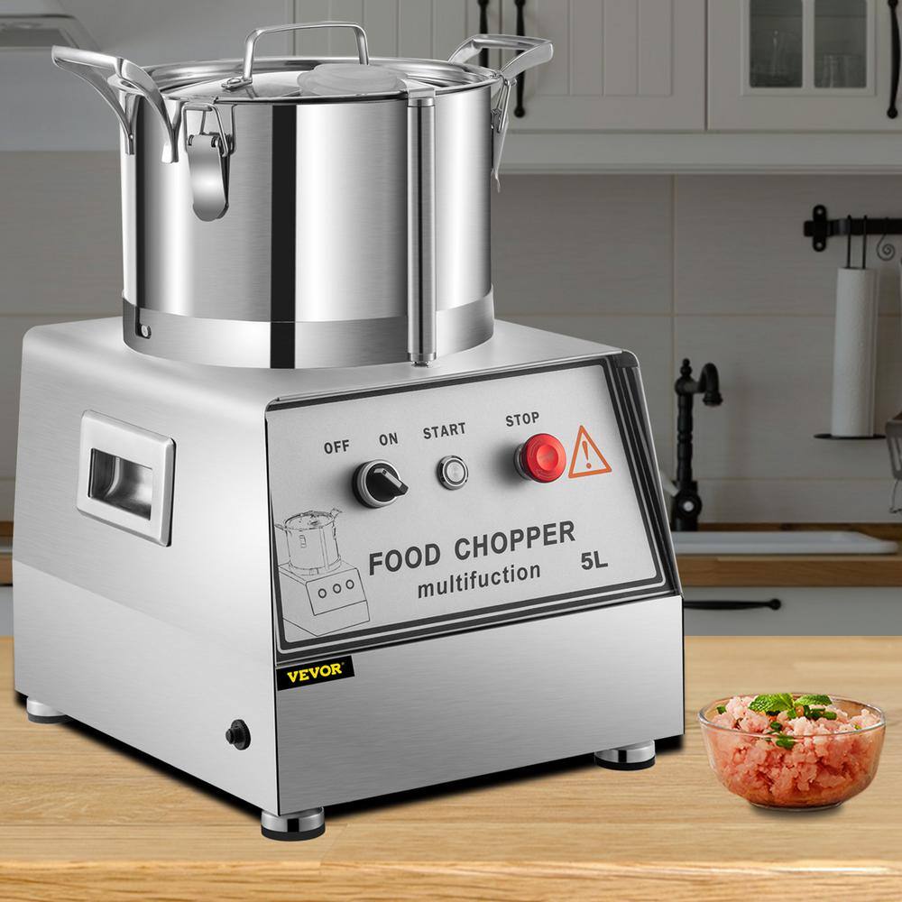 VEVOR 25-Cup Silver Capacity Commercial Food Processor Electric Food Cutter 1400 RPM Stainless Steel Grain Mill FSJQS804QSJ4L0001V1