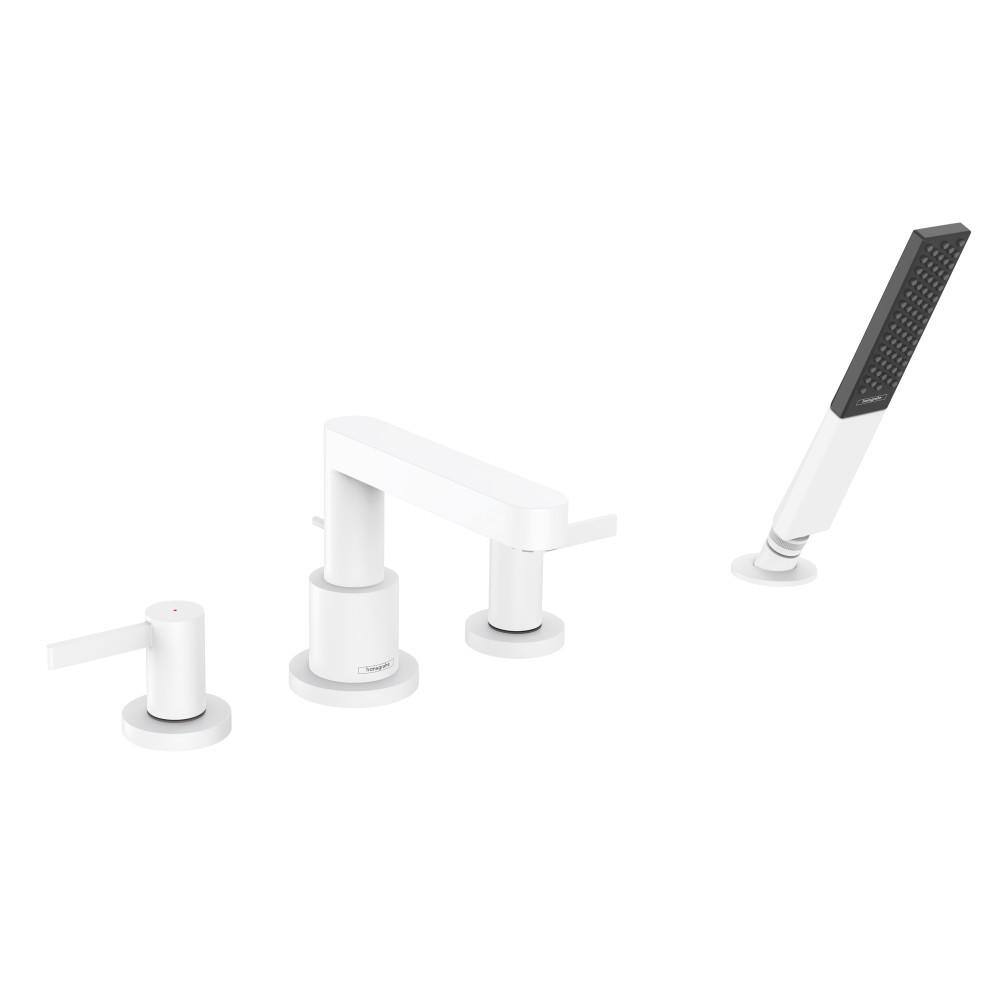 Hansgrohe Finoris 2-Handle Deck Mount Roman Tub Faucet with Hand Shower in Matte White 76443701