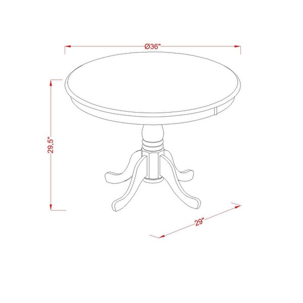 3-pieces Dining Set-Cappuccino Round Table Plus 2 Kitchen Chairs - Cappuccino Finish (Chairs Seat Options)