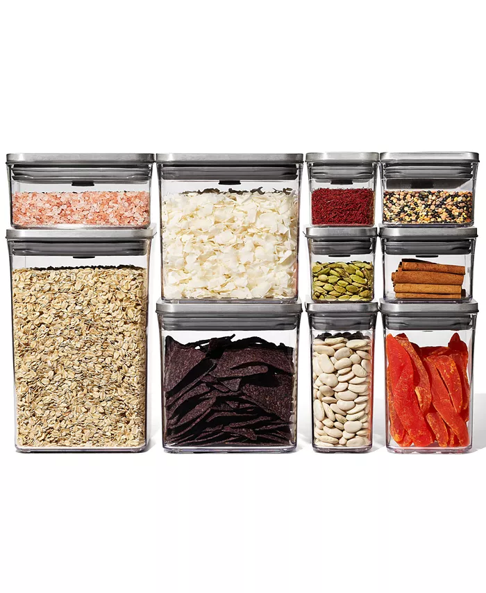 OXO Steel Pop 12-Pc. Food Storage Container Set with Scoop and Labels