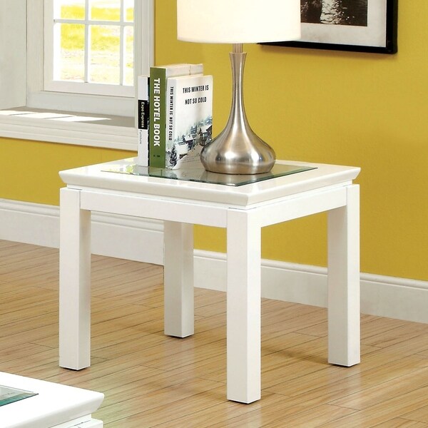 Furniture of America Dia Contemporary 22-inch Glossy Square Side Table