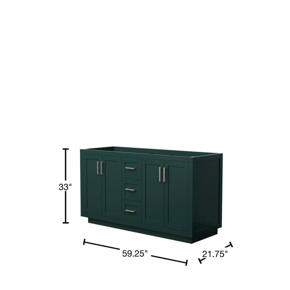 Wyndham Collection Miranda 59.25 in. W x 21.75 in. D x 33 in. H Double Bath Vanity Cabinet without Top in Green WCF292960DGECXSXXMXX