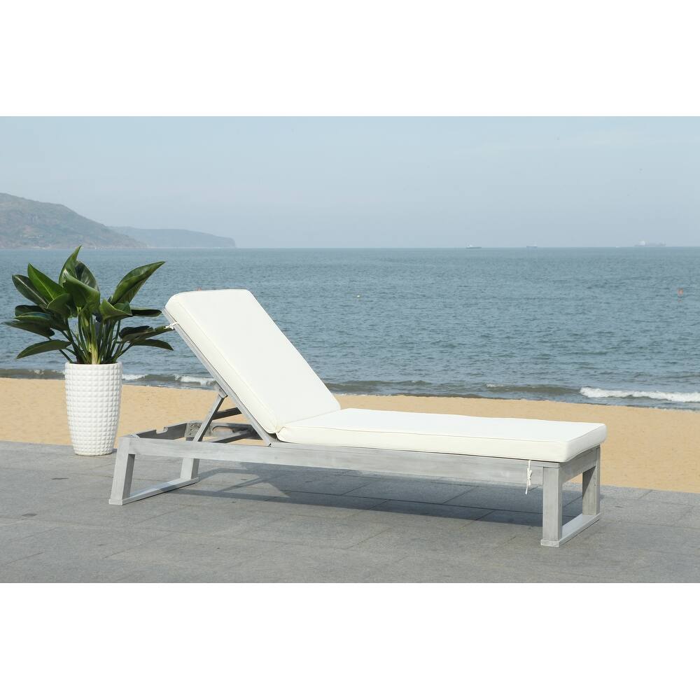 SAFAVIEH Outdoor Living Solano Sunlounger  Grey / White   24.8\