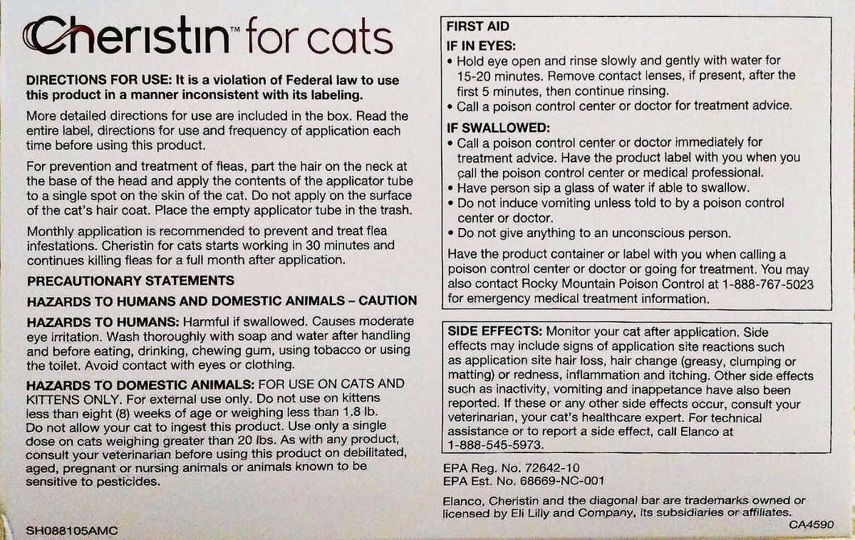 Cheristin Flea Spot Treatment for Cats， over 1.8 lbs