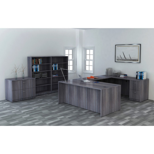 Lorell Weathered Charcoal Laminate Desk Shell (69546)