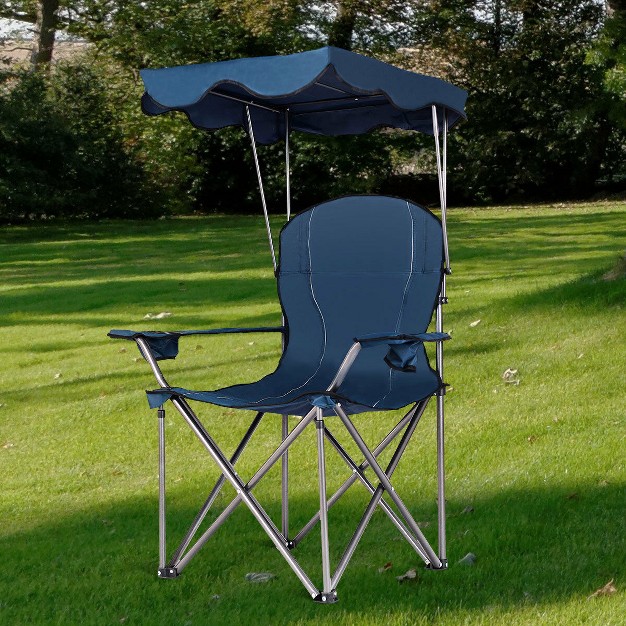 Costway Portable Folding Beach Canopy Chair W Cup Holders Bag Camping Hiking Outdoor