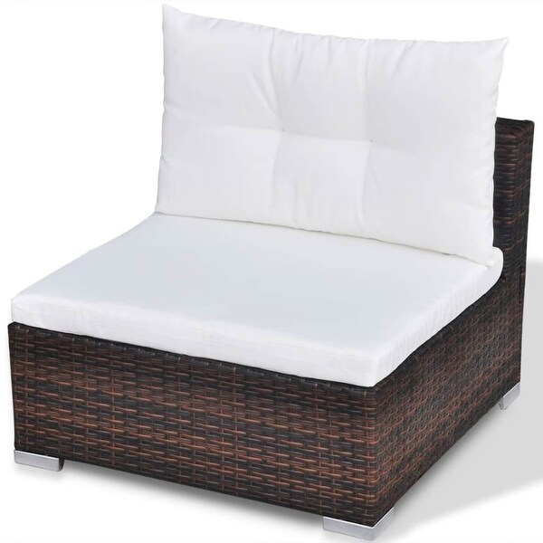 10 Piece Garden Lounge Set with Cushions Poly Rattan Brown - Overstock - 35108298