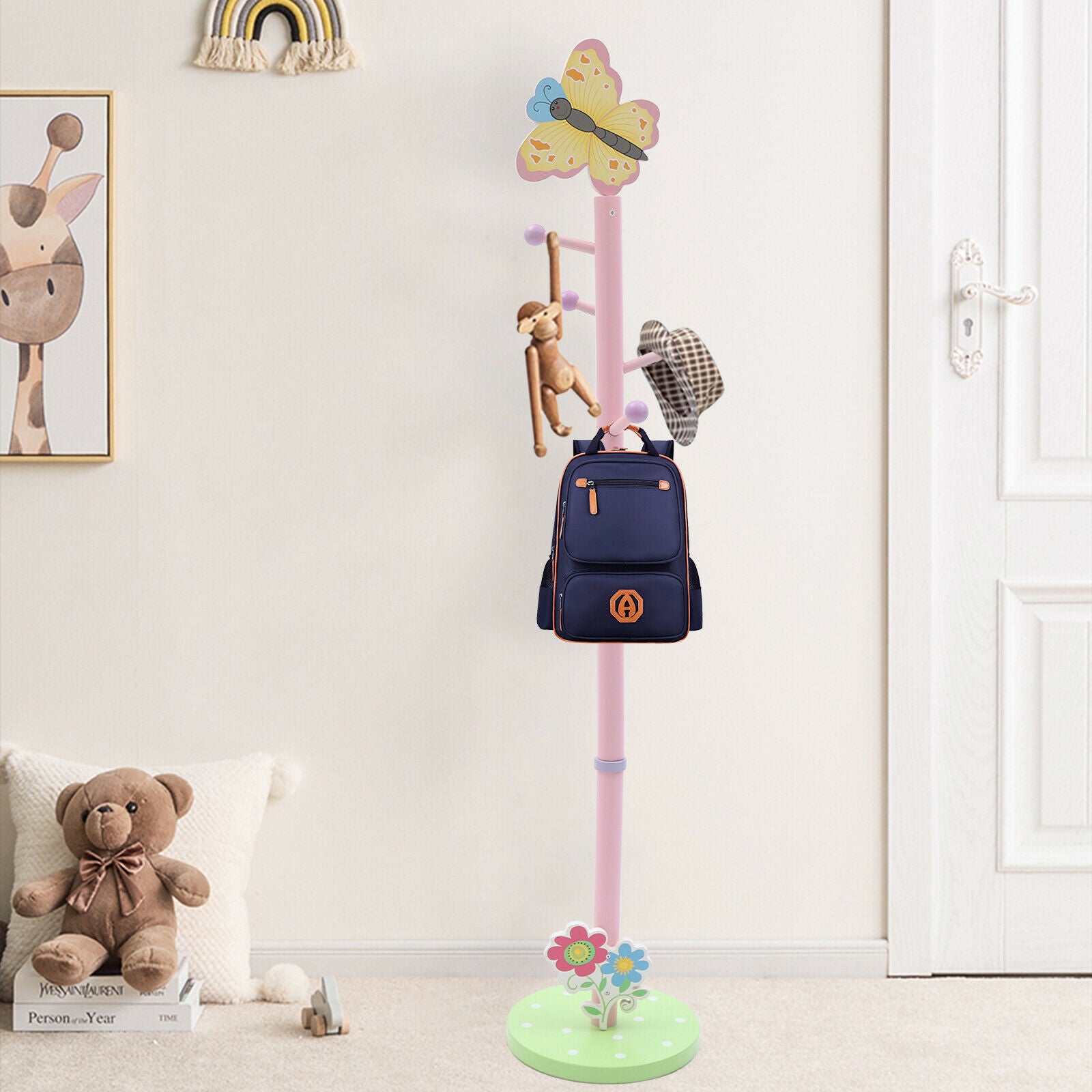 Miumaeov Butterfly Coat Rack Hanger Kids Animal Coat Rack for Handbag Hat Coat Freestand