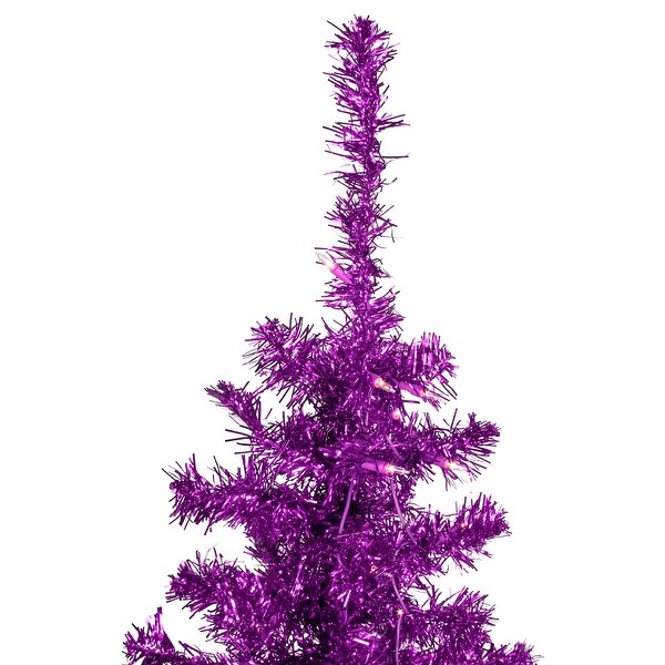 4' PreLit Purple Tinsel Artificial Christmas Tree