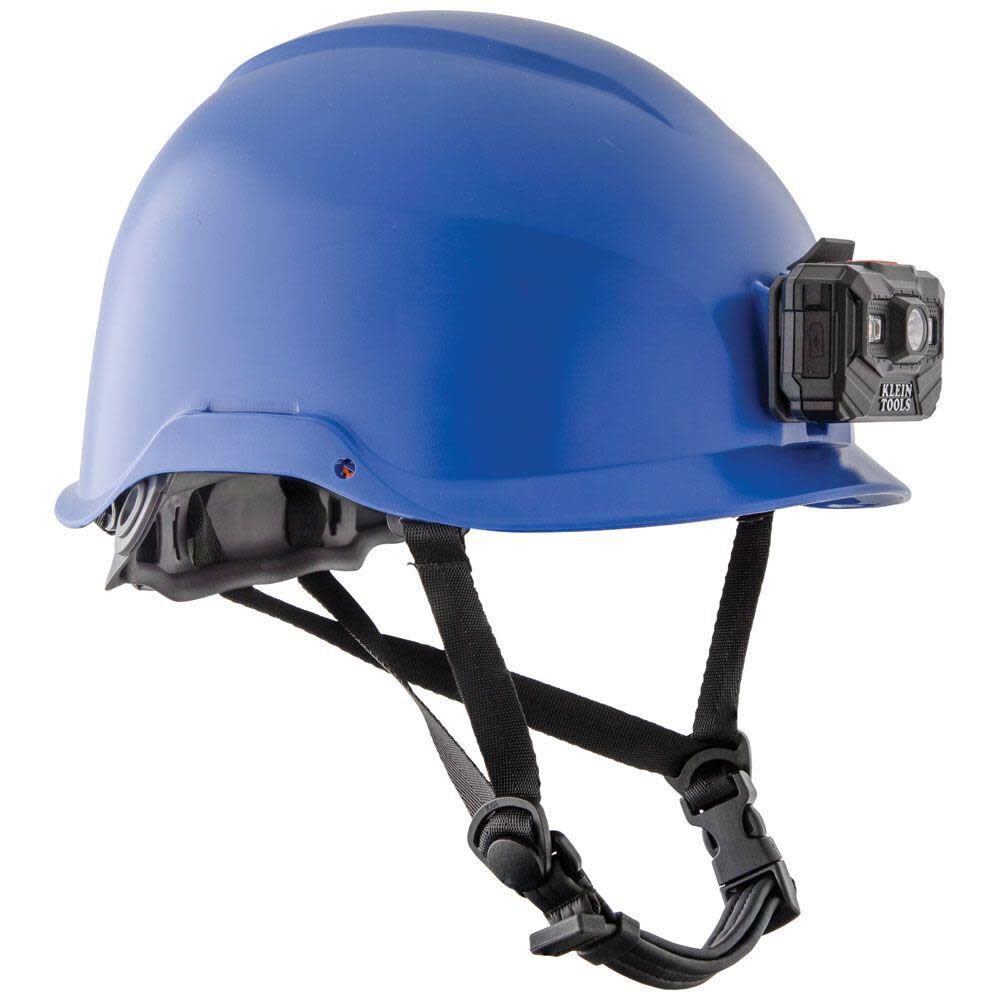 Klein Tools Safety Helmet Non-Vented-Class E with Rechargeable Headlamp Blue 60148 from Klein Tools