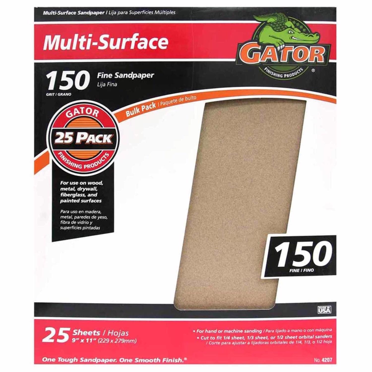 Gator 11 in. L X 9 in. W 150 Grit Aluminum Oxide All Purpose Sandpaper 1 pk