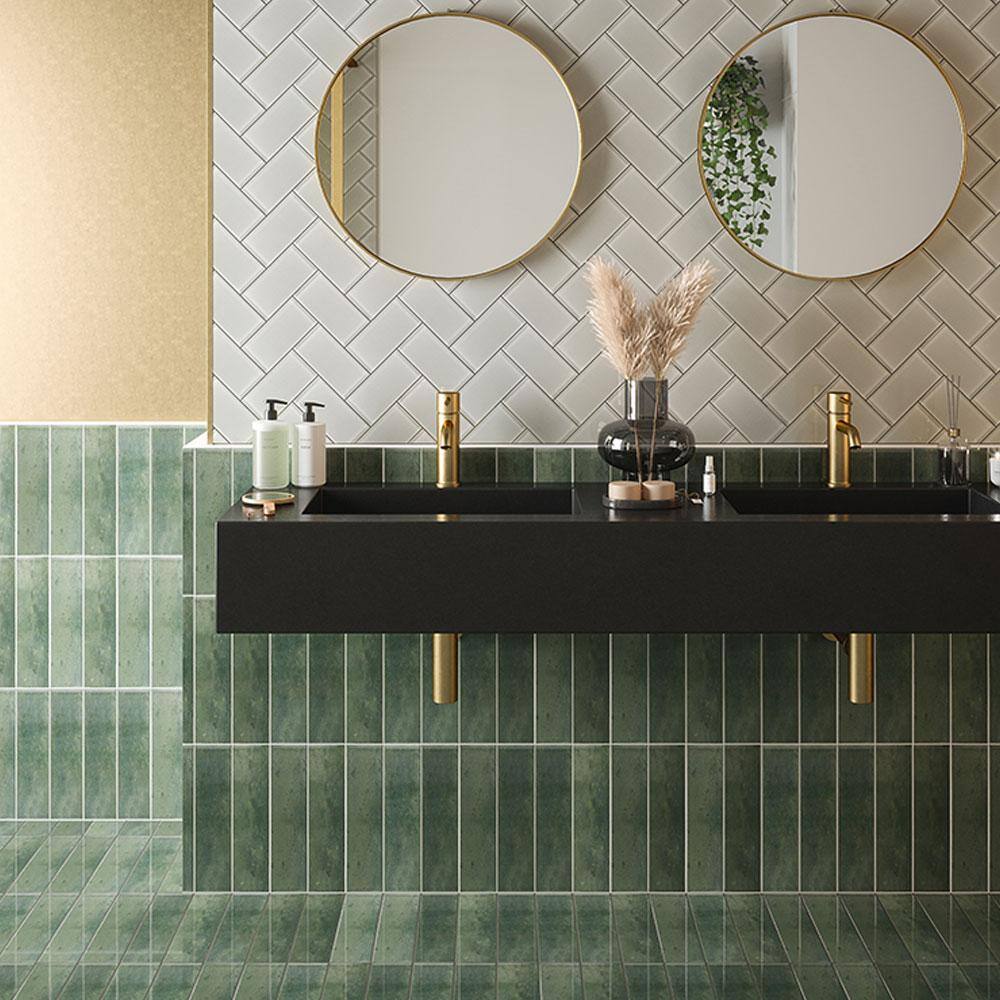 Jeffrey Court Typhoon Green 3 in. x 18 in. Subway Gloss Porcelain Wall and Floor Tile (10.76 sq. ft.Case) 13060