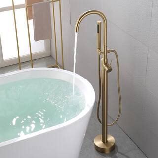 Nestfair Single-Handle Floor Mount Roman Tub Faucet with Hand Shower in Gold SX-JM865G