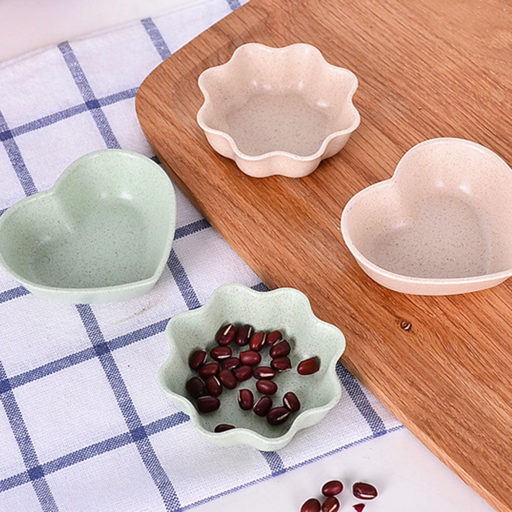 4pcs/set Multifunctional Wheat Straw Seasoning Dish Sauces Salt Snacks Small Plate Vinegar Soybean Bowl