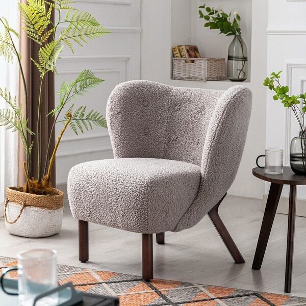 Modern Accent Chair with Solid Wood Legs