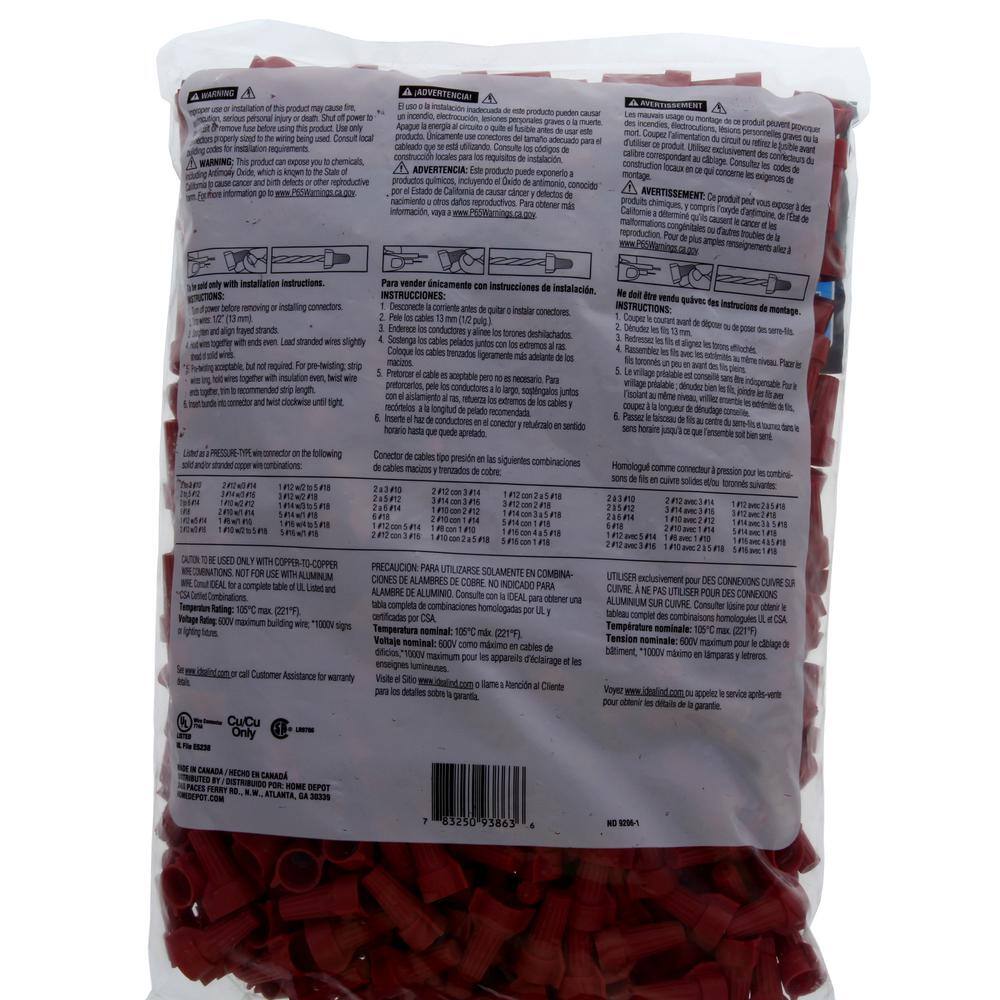 IDEAL WingTwist Red Wire Connectors (500-Count Bag) WT52-500B