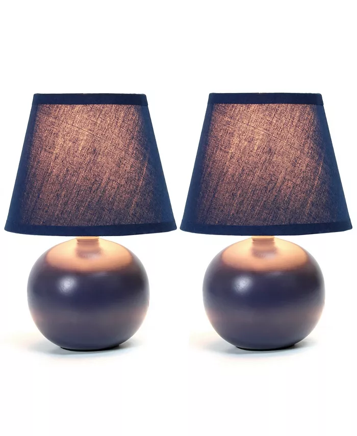 All The Rages Simple Designs Mini Ceramic Globe Table Lamp 2 Pack Set