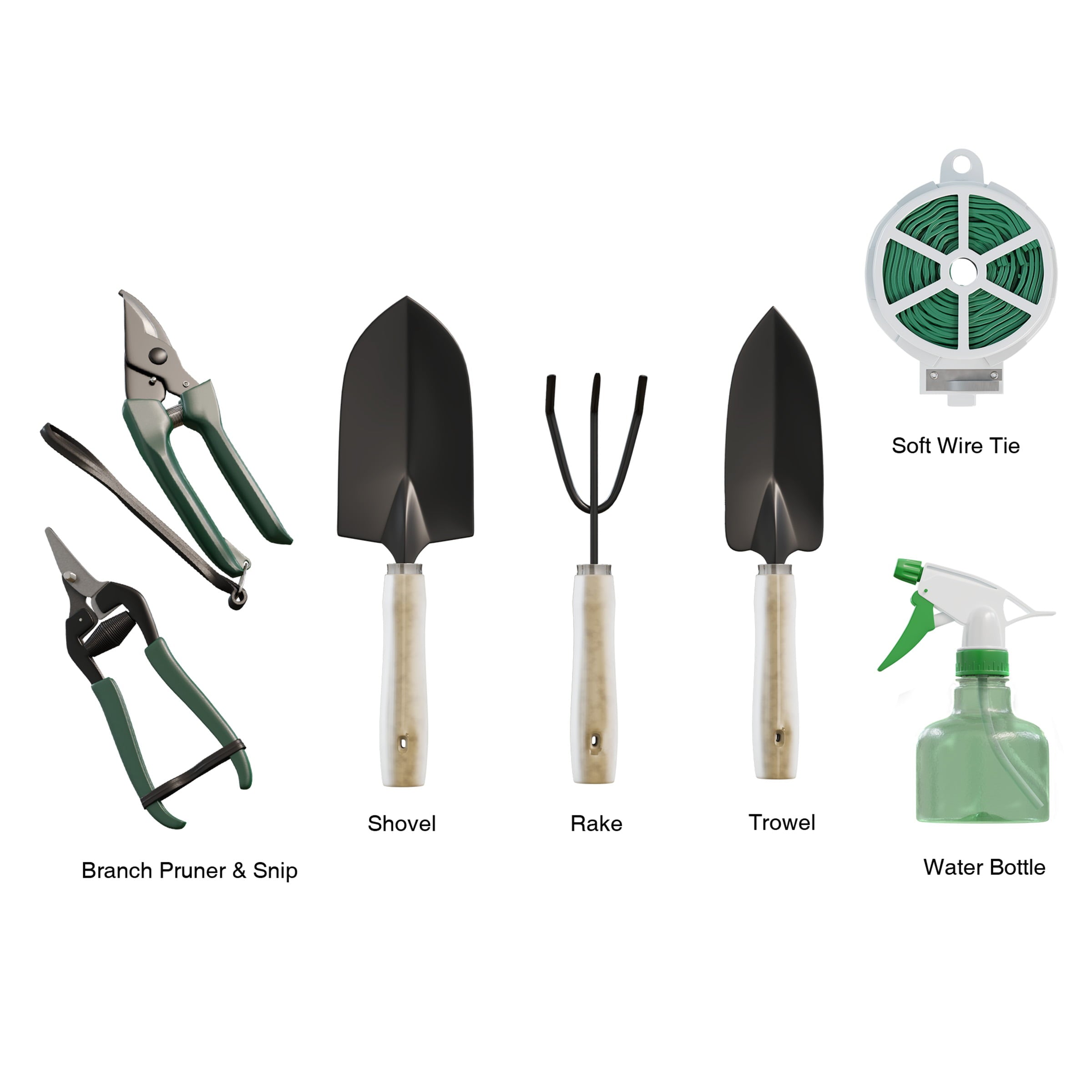 Pure Garden 8 Piece Garden Tote and Tool Set- Gardening Hand Tools and Supply Essentials Kit Includes Storage Bag, Rake, Shovel, Trowel