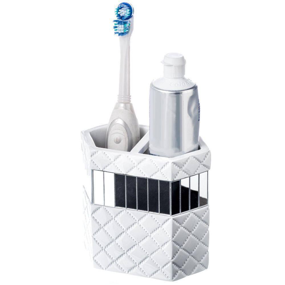 Dracelo 4-Piece Bathroom Accessory Set with Soap Dispenser Toothbrush Holder Tumbler and Soap Dish in. White B01MDRWKJR