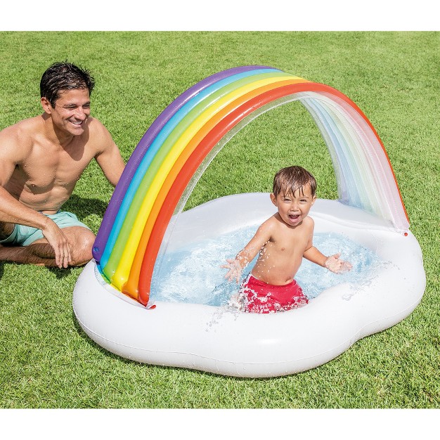 Intex 57141ep Round Inflatable Rainbow Cloud Outdoor Baby Pool For Ages 1 3 Years Old