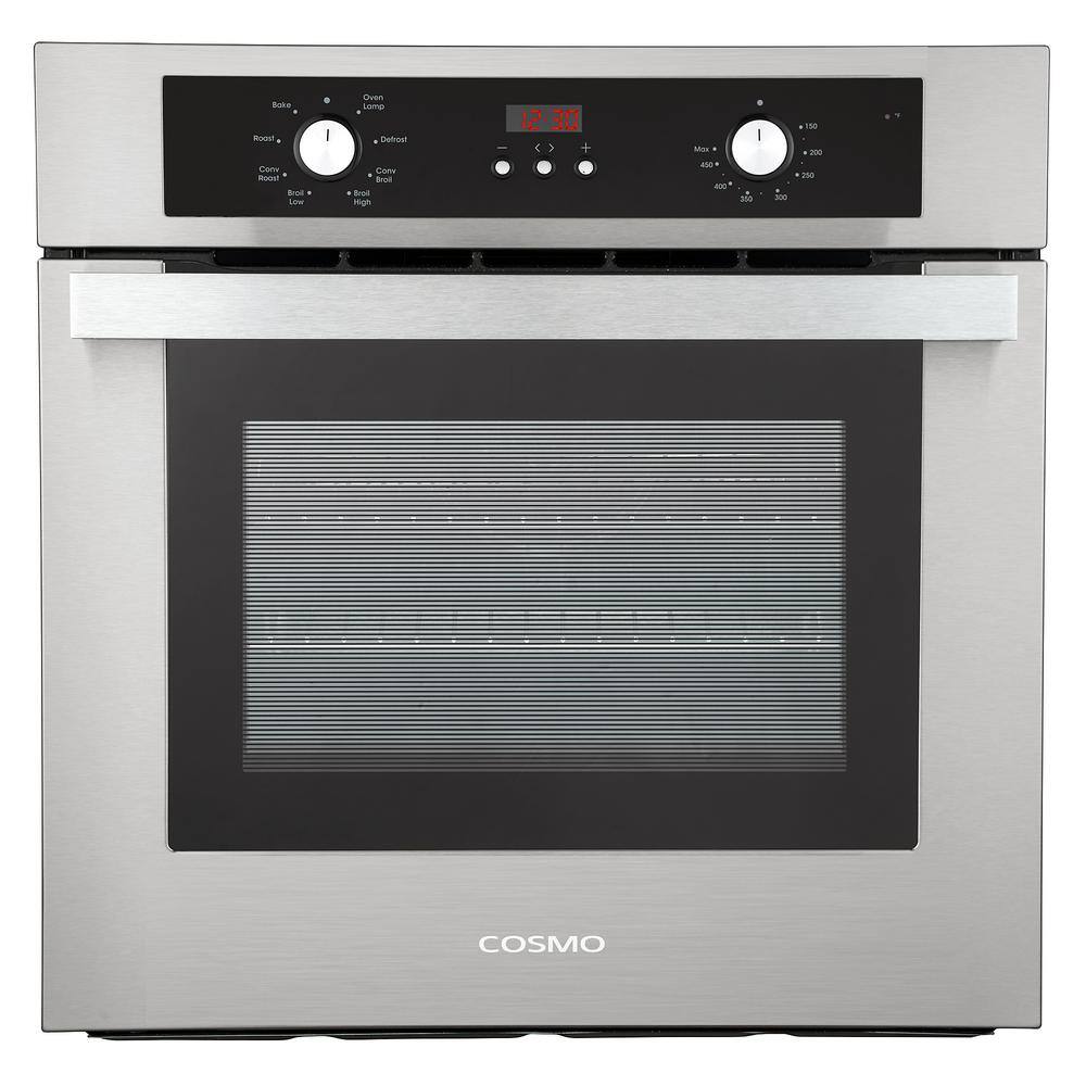 Cosmo 24 in. 2.5 cu. ft. Single Electric Wall Oven with 8 Functions and True European Convection in Stainless Steel C51EIX