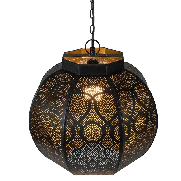 Black And Gold Moroccan Style Hanging Lantern Ceiling Light Fixture