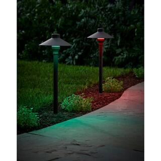 Hampton Bay 12-Volt Low Voltage Black Integrated LED Waterproof Aluminum Path Light Powered by Hubspace (1-Pack) ECP11-LED