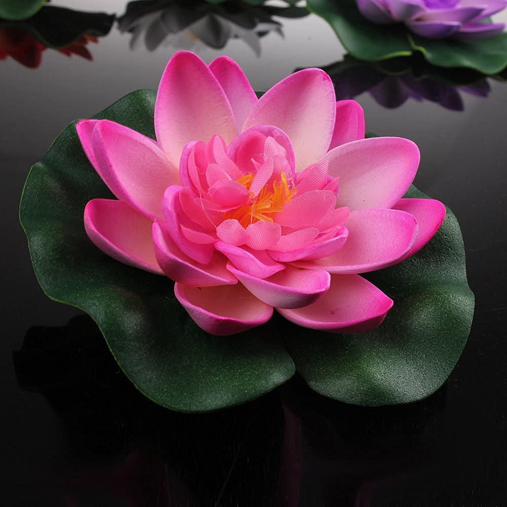 Willstar 4PCS Water Feature Artificial Floating Lotus Flowers， Pond Planter Realistic Water Lily Flower/Lotus Ornaments for Garden Pond Aquarium Fish Tank Decoration