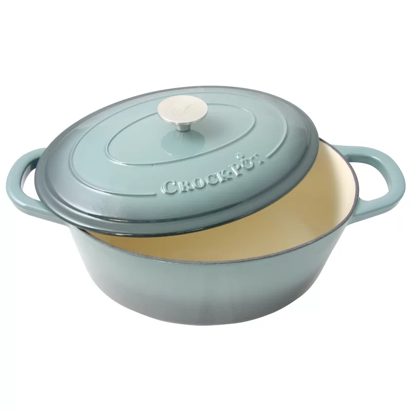 Crock-Pot 69146.02 Artisan Oval Enameled Cast Iron Dutch Oven， 7-Quart， Slate Gray