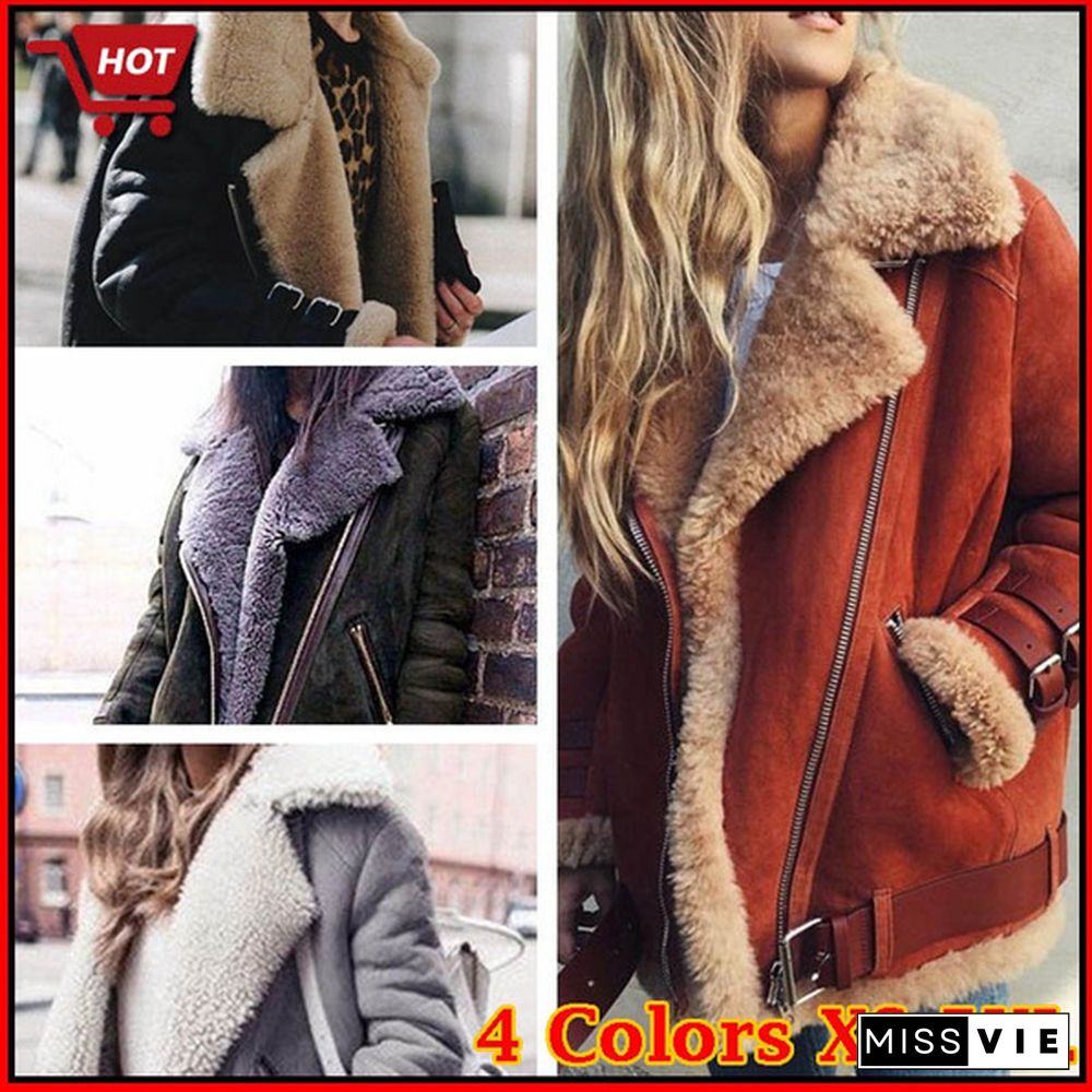 British Style Winter Coat Women's Fashion Long Sleeve Warm Jackets Casual Lapel Faux Fur Zippers Coats Plus Size S-5XL