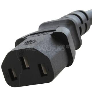 AC WORKS 1 ft. IEC C14Sheet E IT Plug to IEC C13 Female Connector FC14C13-012