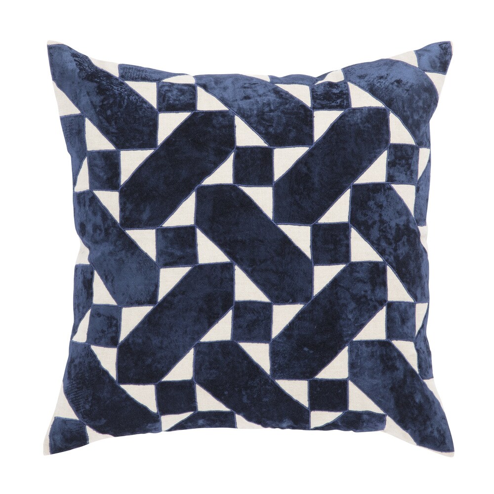 Nikki Chu Danceteria Blue/Ivory Geometric Down Throw Pillow