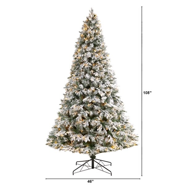 9' Flocked Vermont Mixed Pine Christmas Tree with 650 Lights