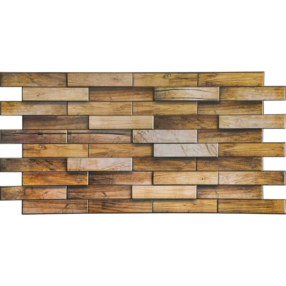 Dundee Deco 3D Falkirk Retro 101000 in. x 39 in. x 19 in. Yellowish Brown Faux Walnut Wood PVC Wall Panel TP10007978