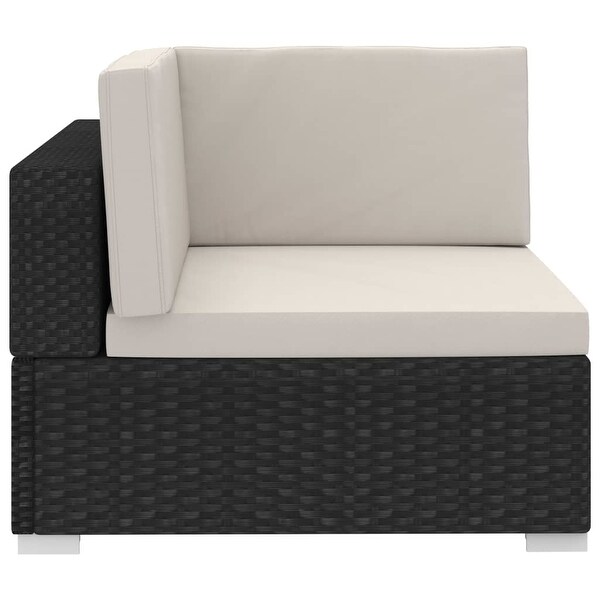 vidaXL 4 Piece Patio Sofa Set with Cushions Poly Rattan Black