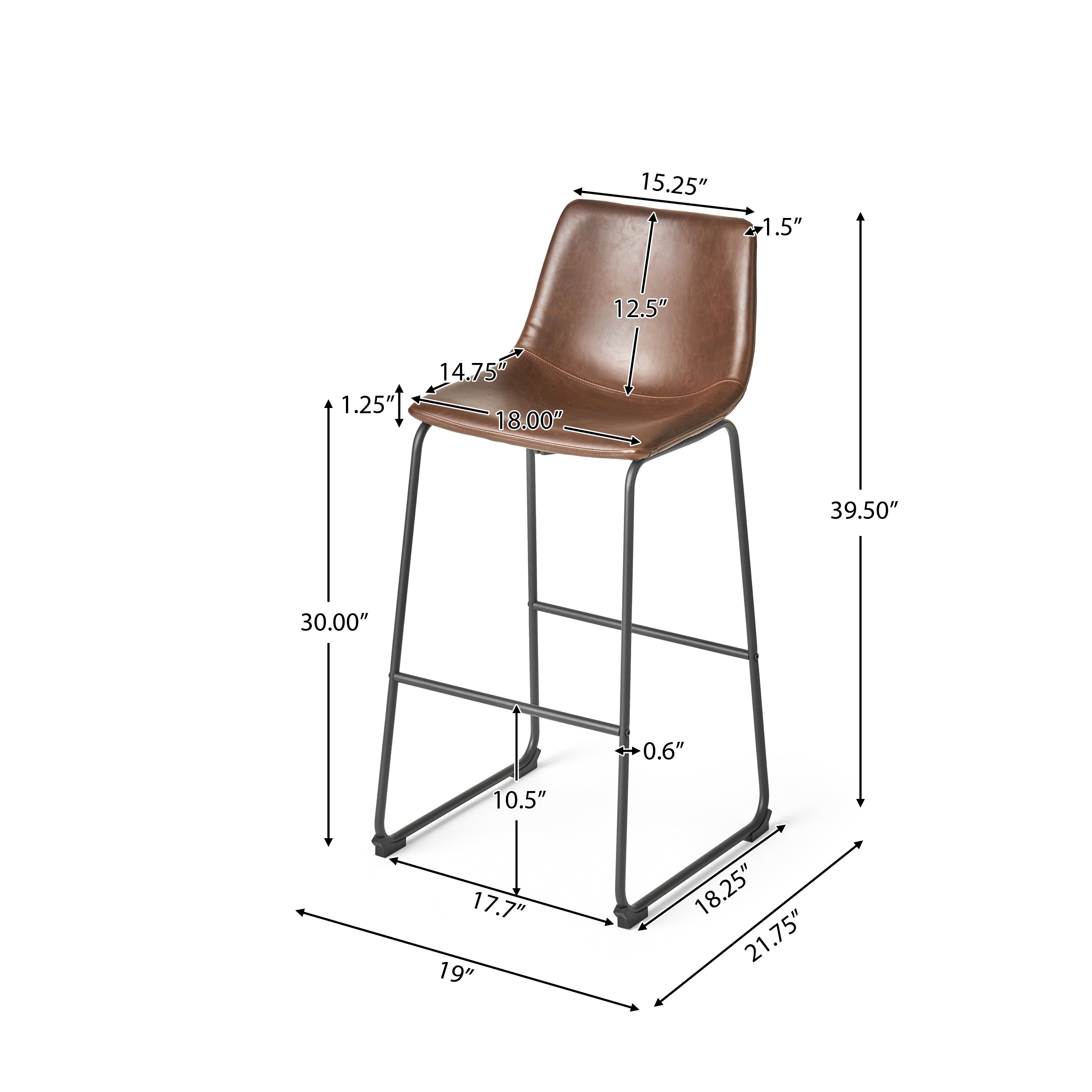 30-Inch Central Vintage Brown Bar Stool (Set of 2)