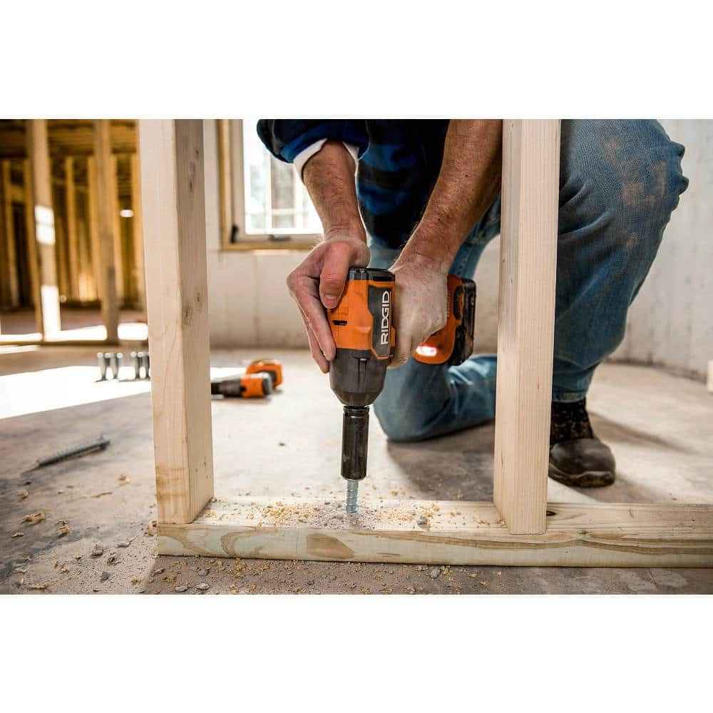 RIDGID 18V Brushless Cordless 1/2 in. Impact Wrench Kit with 6.0 Ah and 4.0 Ah MAX Output Batteries, and Charger R86012K-AC840060