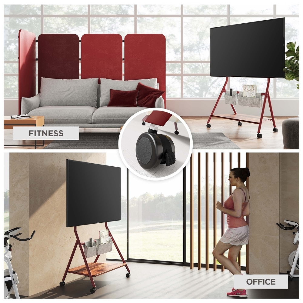 FITUEYES Modern Rolling TV Stand for 55 78 Inch TV Mobile TV Cart for Living Room Apartment