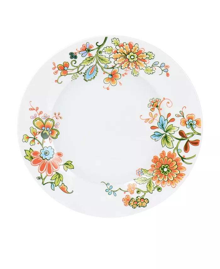 Elama Floral Zoe 16 Piece Round Porcelain Dinnerware Set Service for 4